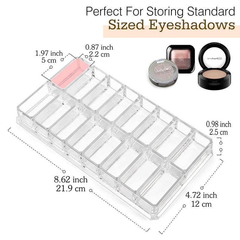 Luxspire Acrylic Eyeshadow Organizer  Makeup Drawer Organizer 16 Space Cosmetic Makeup Organizer For Pots  Eyeshadows  Mini Highlighter Blush Display Storage Case Beauty Care Holder Container - Clear - Image 2