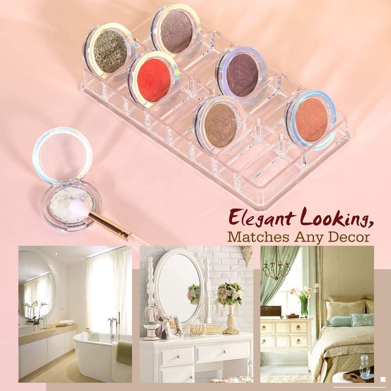 Luxspire Acrylic Eyeshadow Organizer  Makeup Drawer Organizer 16 Space Cosmetic Makeup Organizer For Pots  Eyeshadows  Mini Highlighter Blush Display Storage Case Beauty Care Holder Container - Clear - Image 5