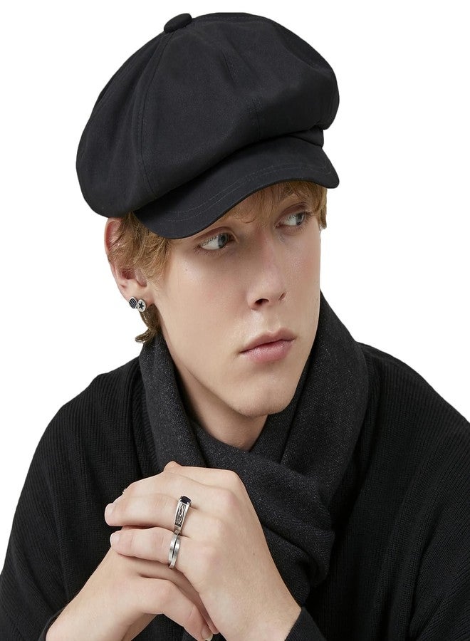 Gajaous Men's Newsboy Flat Cap Black - Image 1