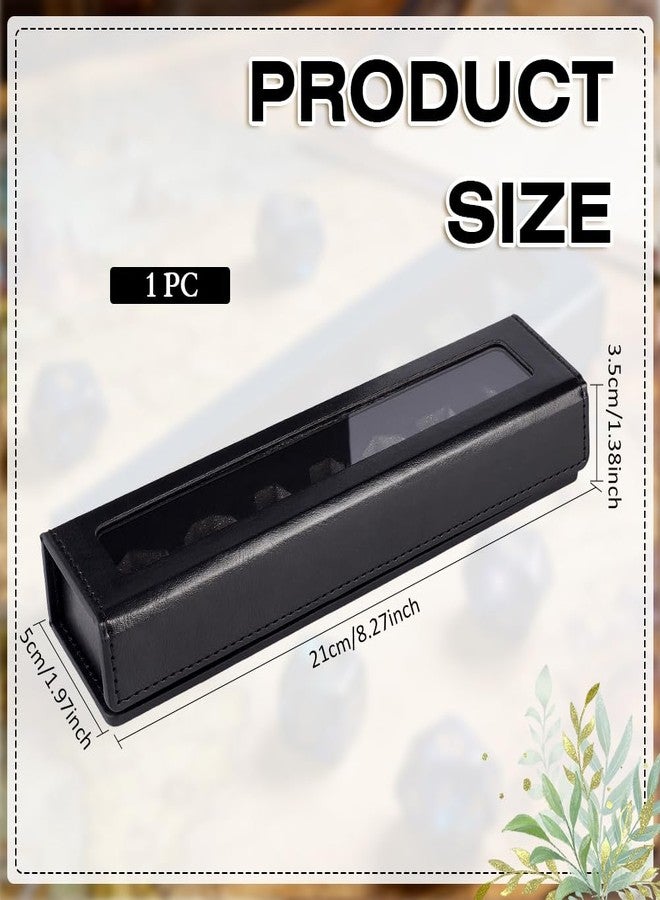 MAYJOYDIY 7-Slot Leather Dice Case Box Rectangle Gift Boxes Dice Organizer Boxes with Visible Window Lid for MTG DM and Player, Black - Image 2