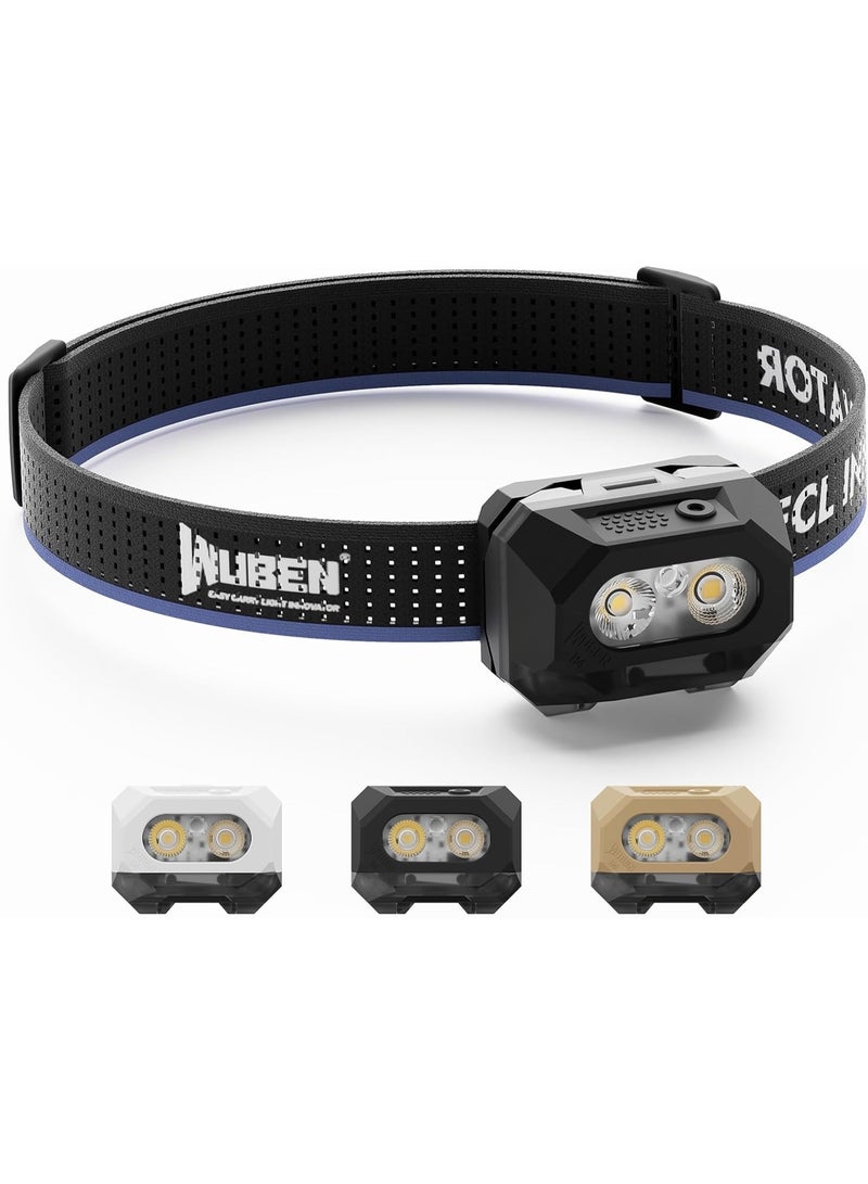WUBEN H4 Headlamp Rechargeable, 800 Lumens Super Bright Head Torch, LED Head lamp 10 Modes with Red Light, IP68 Waterproof Head light With Motion Sensor, for Emergency, Camping, Fishing & Hiking - Image 1