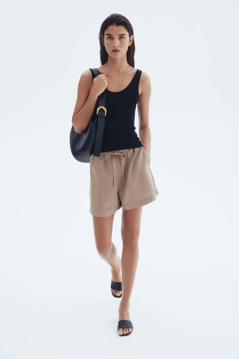 H&M Linen-blend drawstring shorts