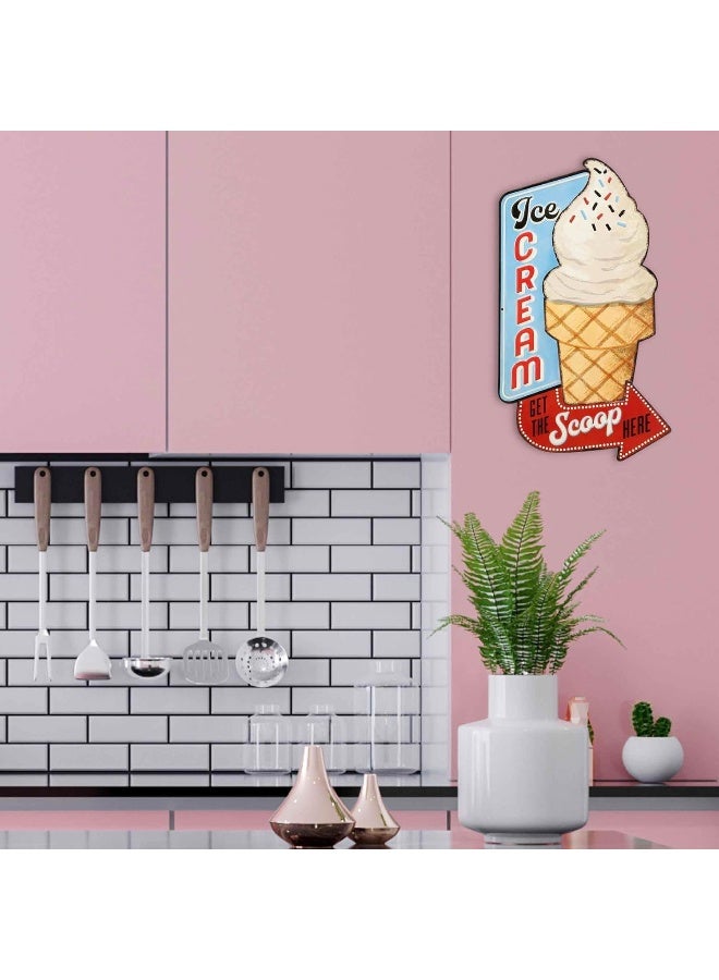 Open Road Brands Ice Cream Get the Scoop Here Embossed Metal Sign - Vintage Diner Ice Cream Sign for Kitchen or Man Cave - Image 5