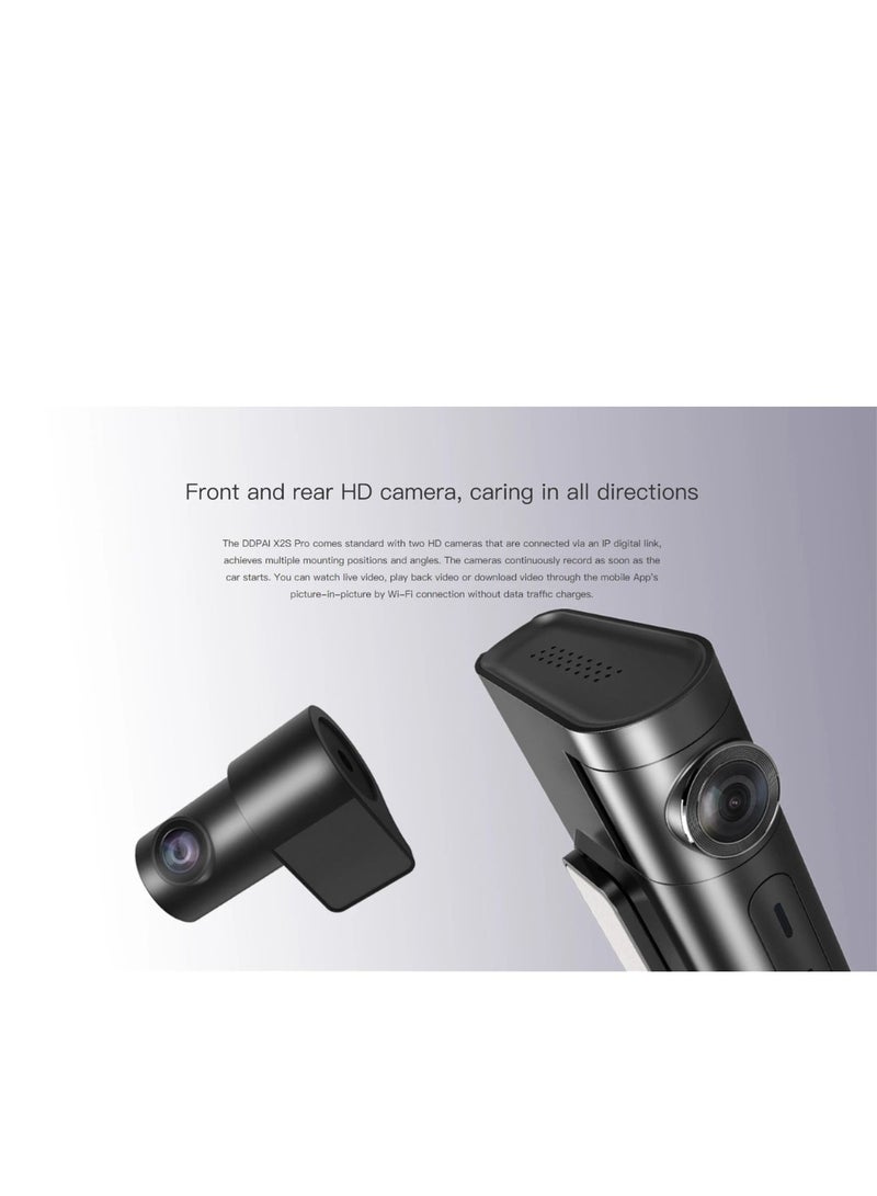 DDPAI X2S Pro 4G Dual Dash Cam with GPS, Remote Live View & Tracking, 2K Front + 1080P Rear Recording, Parking Surveillance Mode, G-Sensor, WiFi App Control & Cloud Storage – Black - Image 4