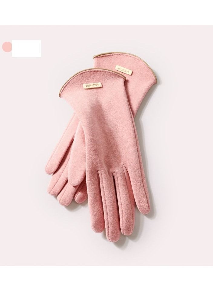 Golovejoy New Cashmere Women's Outdoor Small Fragrant Hair Thickened Warm Gloves 