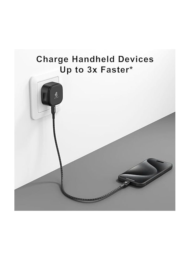 بوست شاحن USB-C فائق السرعة بقدرة 35 وات | تقنية GaN | متوافق مع iPhone، iPad، Samsung، Xiaomi، OnePlus | شاحن قابس حائط من النوع C موفر للوقت | شاحن متنقل مناسب للسفر - Image 2