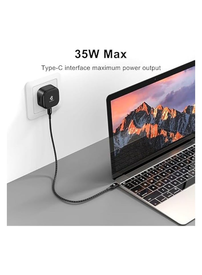 بوست شاحن USB-C فائق السرعة بقدرة 35 وات | تقنية GaN | متوافق مع iPhone، iPad، Samsung، Xiaomi، OnePlus | شاحن قابس حائط من النوع C موفر للوقت | شاحن متنقل مناسب للسفر - Image 3