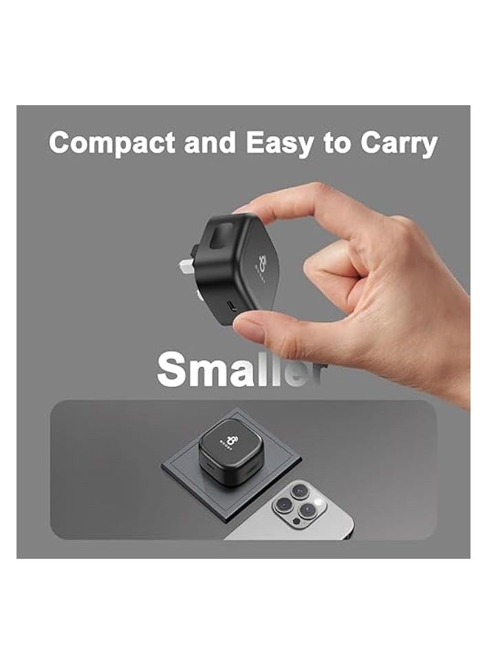 بوست شاحن USB-C فائق السرعة بقدرة 35 وات | تقنية GaN | متوافق مع iPhone، iPad، Samsung، Xiaomi، OnePlus | شاحن قابس حائط من النوع C موفر للوقت | شاحن متنقل مناسب للسفر - Image 4