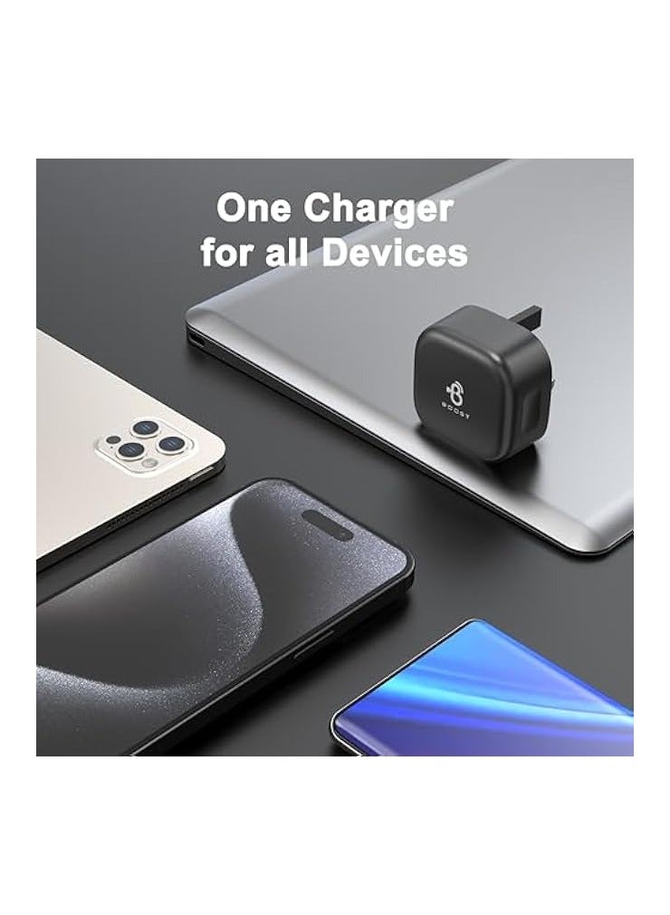 بوست شاحن USB-C فائق السرعة بقدرة 35 وات | تقنية GaN | متوافق مع iPhone، iPad، Samsung، Xiaomi، OnePlus | شاحن قابس حائط من النوع C موفر للوقت | شاحن متنقل مناسب للسفر - Image 5