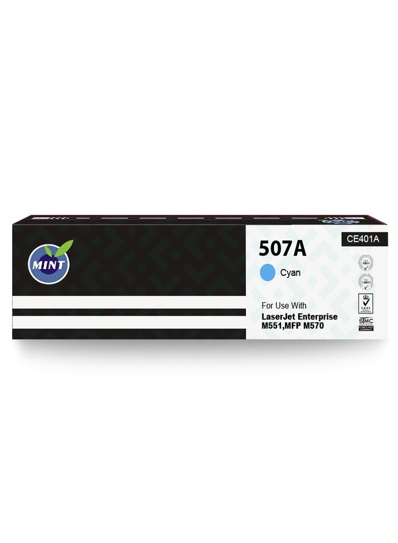Mint Mint LaserJet 507A-CE401A Blue Toner Compatible with LaserJet Pro 500 Color Printers MFP M570dn, M551n, M551xh, MFP M575dn, MFP M575f, MFP M575c - Image 1