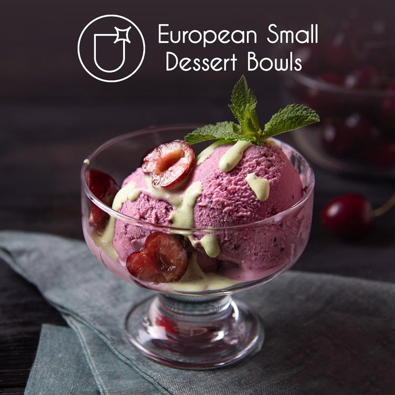 Crystalia Glass Ice Cream Bowl Set Small Glass Dessert Cups for Trifle Parfait Sundae and Nuts LeadFree Footed Dessert Cups Clear Glass Fruit Parfait Cups Set of 4 Rounded - Image 2