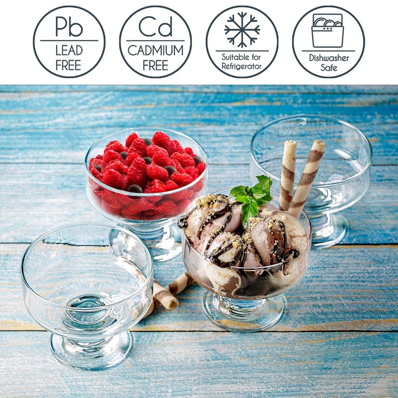 Crystalia Glass Ice Cream Bowl Set Small Glass Dessert Cups for Trifle Parfait Sundae and Nuts LeadFree Footed Dessert Cups Clear Glass Fruit Parfait Cups Set of 4 Rounded - Image 5