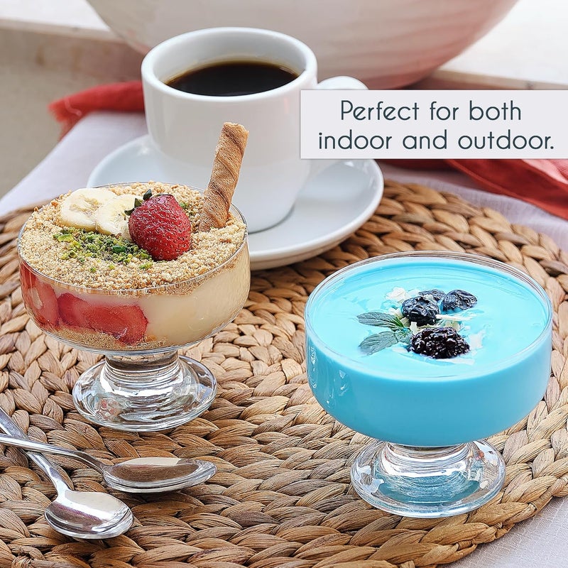 Crystalia Glass Ice Cream Bowl Set Small Glass Dessert Cups for Trifle Parfait Sundae and Nuts LeadFree Footed Dessert Cups Clear Glass Fruit Parfait Cups Set of 4 Rounded - Image 4