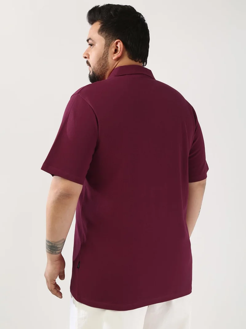 Urbano Fashion  Urbano Plus Men's Wine Solid Regular Fit Half Sleeve Cotton Polo T-Shirt  | Best Price UAE