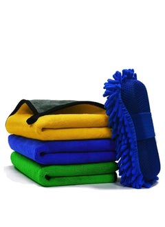 Haidue Car Towel Microfiber Cleaning Cloth Pack of 3 with Washing Sponge- Multipurpose Towel for Washing Drying Dusting  - Image 1