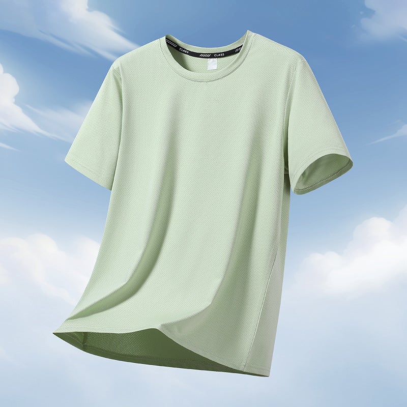 New Summer Ice Silk Shirt Elastic Quick-Drying Breathable Short-Sleeved Large Size Men'S Light Black - Image 3