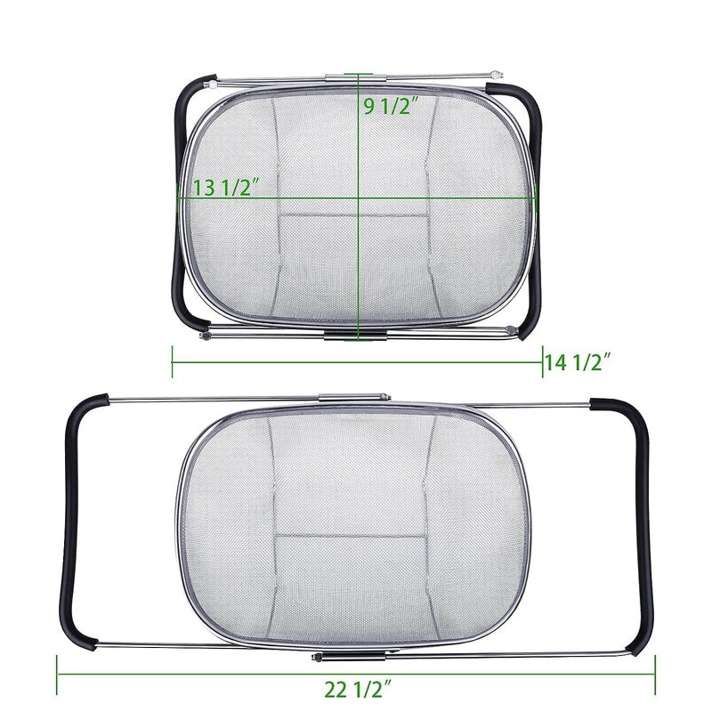 Dayanidhi Adjustable Sink Colander Strainer with NonSlip Rubber Grip Expandable Handle Stainless Steel Storage Organizer Kitchen Sink Basket for Washing Fruit Rice Vegetable Noodles Pack of 1 - Image 2