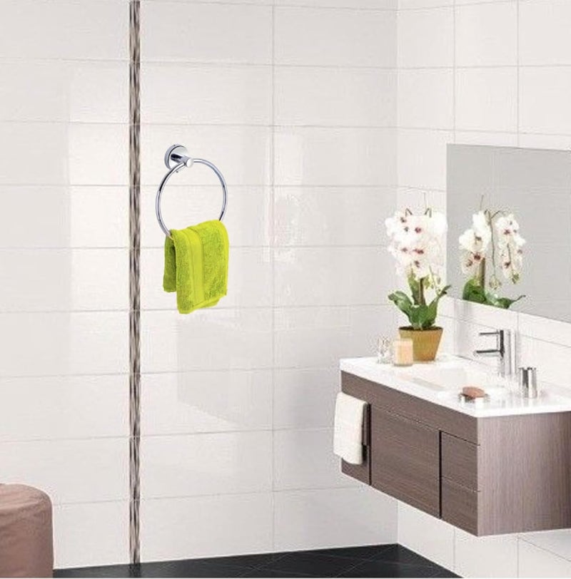 FOLX FBA23 Round Towel Rings/Towel Holder/Hand Towel Stand/Cloth Hanger/Napkin Holder/Cloth Stand/Towel Holder for Bathroom/Kitchen/Washbasin (1, Chrome Finish) - Image 4