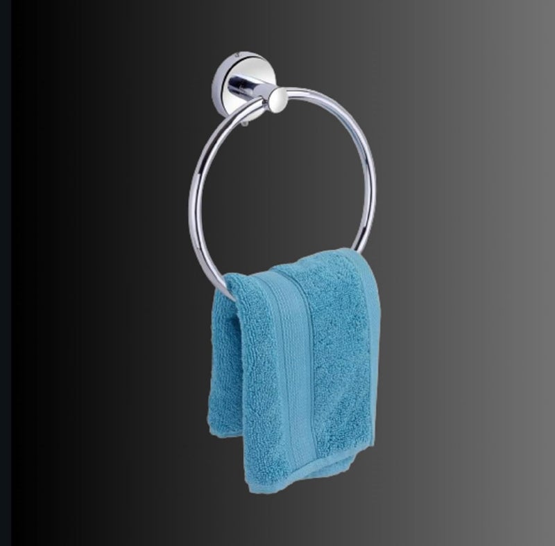 FOLX FBA23 Round Towel Rings/Towel Holder/Hand Towel Stand/Cloth Hanger/Napkin Holder/Cloth Stand/Towel Holder for Bathroom/Kitchen/Washbasin (1, Chrome Finish) - Image 1