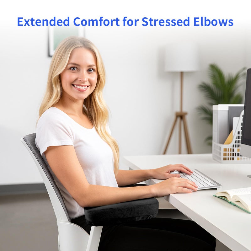 YOUFi Office Chair Arm Pads Extra Soft Velvet Arm Rest Covers for Elbows & Forearms Pressure Relief, Set of 2 Armrest Covers for Desk Chair, Gaming Chair (Black) - Image 4