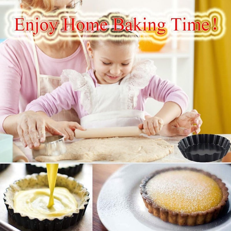 DATANYA 12Packs Mini Tart Pans 4 Inch Tart Pan Removable Bottom Round Nonstick Quiche Pan, Heavy Duty Fluted Side for Pies, Mousse Cakes, Dessert Baking - Image 5
