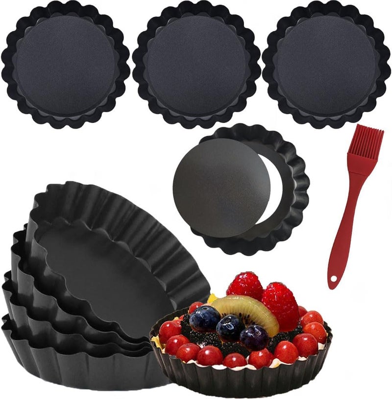DATANYA 12Packs Mini Tart Pans 4 Inch Tart Pan Removable Bottom Round Nonstick Quiche Pan, Heavy Duty Fluted Side for Pies, Mousse Cakes, Dessert Baking - Image 1