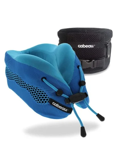 Cabeau Evolution Cool 2.0 Travel Pillow, Air Circulating Head and Neck Memory Foam Cooling Travel Pillow - Blue