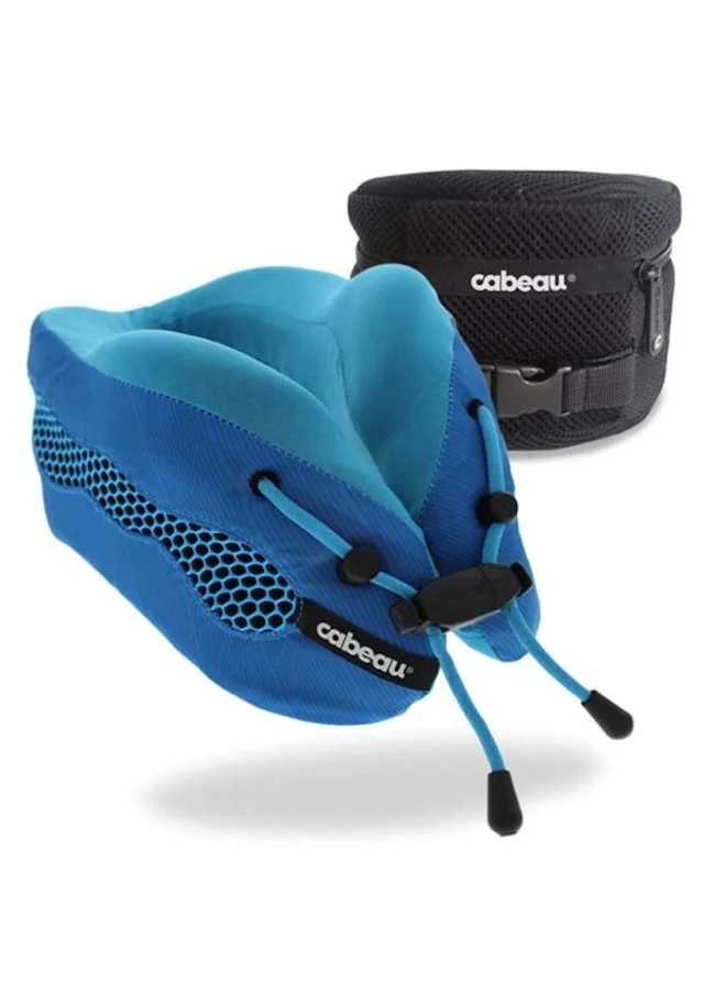 Cabeau Evolution Cool 2.0 Travel Pillow, Air Circulating Head and Neck Memory Foam Cooling Travel Pillow - Blue