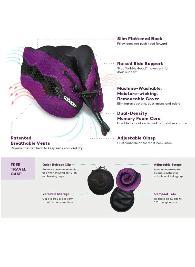 Cabeau Evolution Cool 2.0 Travel Pillow, Air Circulating Head and Neck Memory Foam Cooling Travel Pillow - Blue