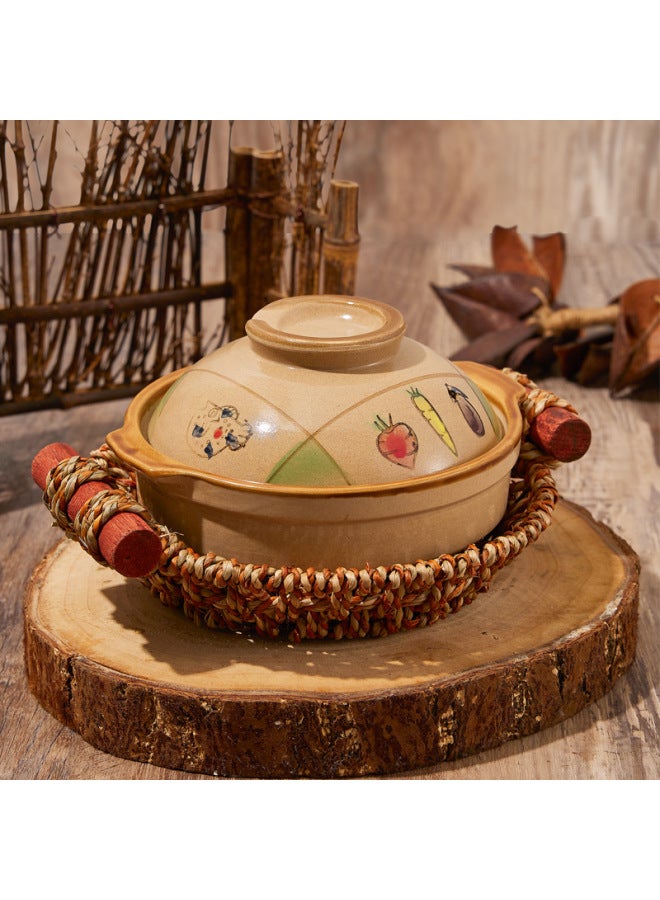 Special Tray For Straw Pot Rice High Temperature Resistant Casserole Heat Insulation Pad Stone Pot Anti-scalding Rattan Basket Commercial Dry Pot Base Basket-Color:18cm Wooden Handle Insulation Holder-Specifications:See Description For Specifications  - Image 1