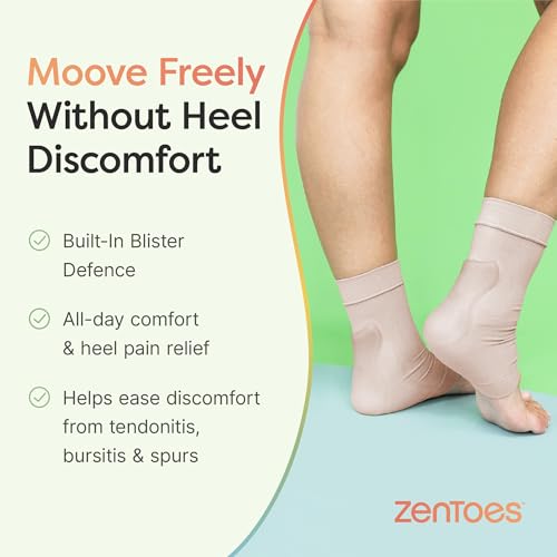 ZenToes Achilles Tendon Support Sleeve, Padded Compression Sleeve for Achilles Tendonitis Relief & Haglunds Heel, Washable Padded Socks & Heel Protectors for Bursitis Relief, 1 Pair - Image 3