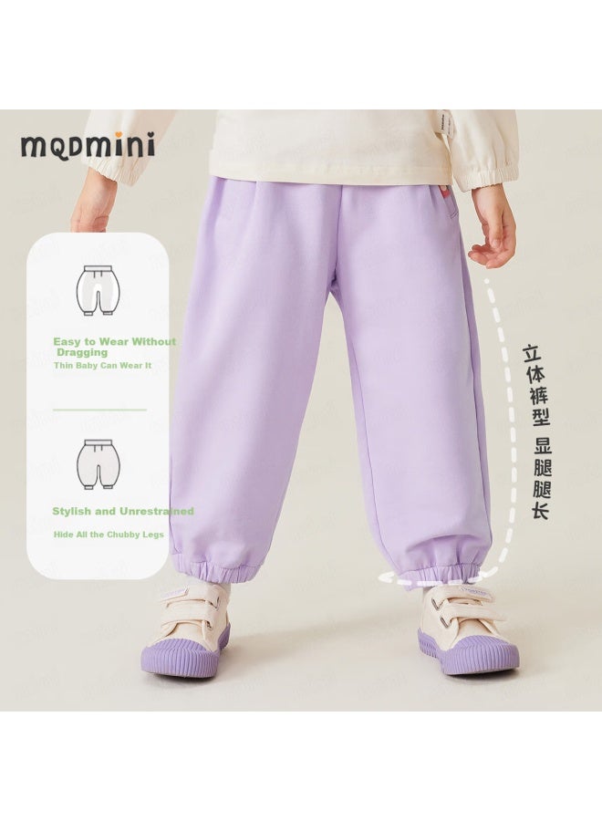 Mqdmini Girls' Pants Children'S Trousers Kids' Spring Loose-Fit Pants With Elastic Cuffs And Pockets