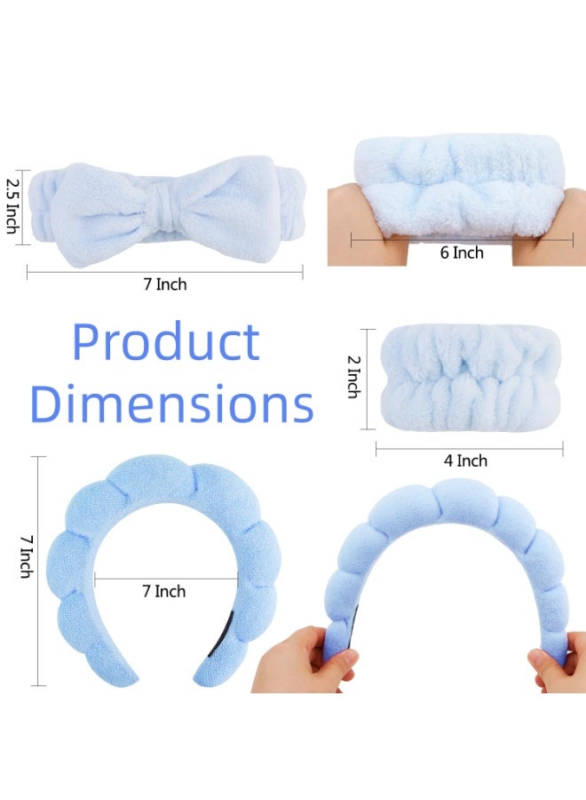 Sponge Puffy Spa Headband & Wristband Set for Face Washing, Makeup, Skin Care - 6 Pcs - Image 2