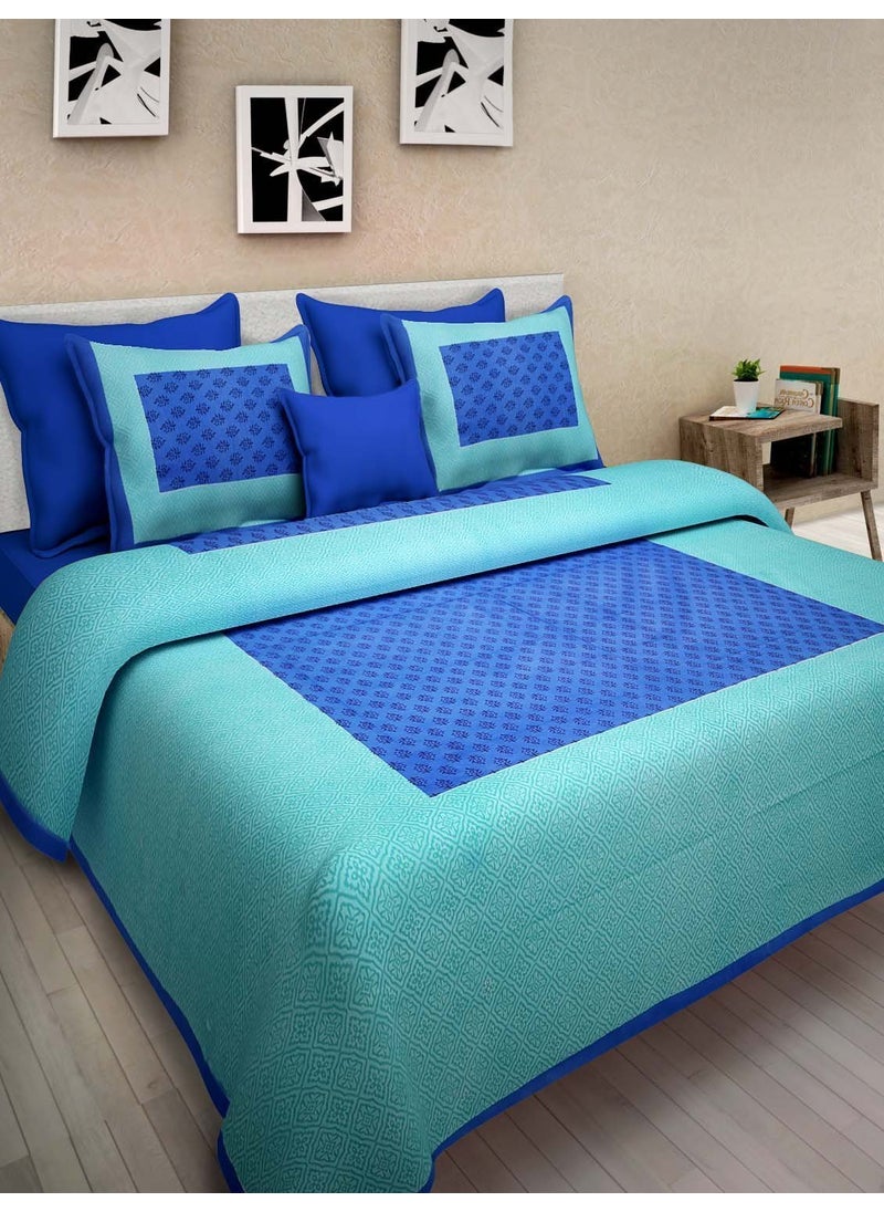 JAIPUR PRINTS JAIPUR PRINTS Cotton King Size Double Bedsheet with 2 Pillow Cover Multi Color 