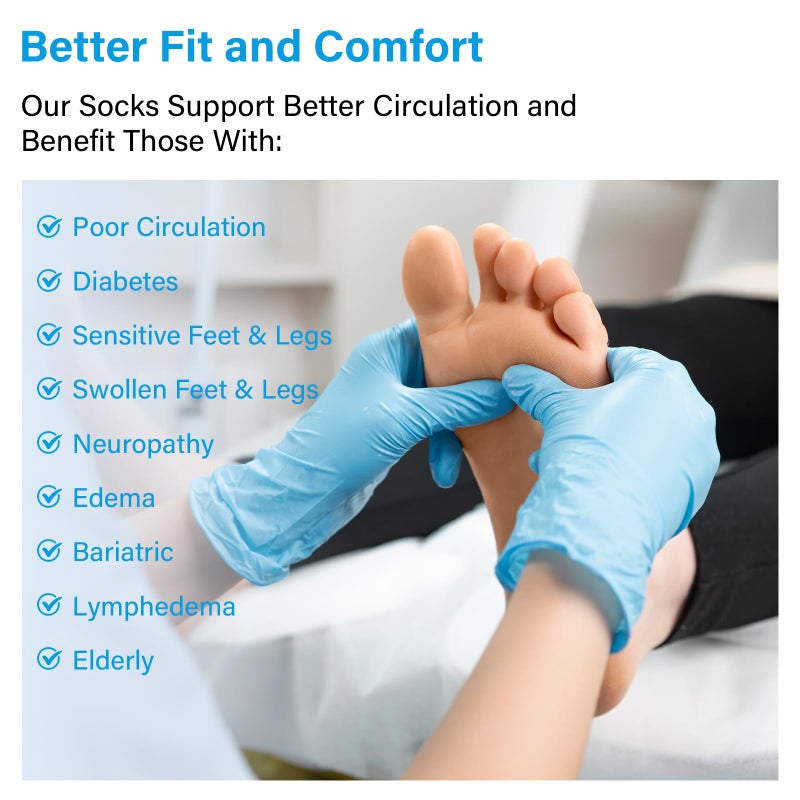 CaiDieNu Non Slip Diabetic Socks: 3 Pairs Extra Wide Hospital Socks for Men Women with Grips Elderly Edema Black 13-15 - Image 4