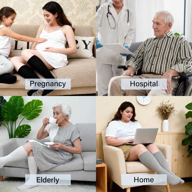 CaiDieNu Non Slip Diabetic Socks: 3 Pairs Extra Wide Hospital Socks for Men Women with Grips Elderly Edema Black 13-15 - Image 2