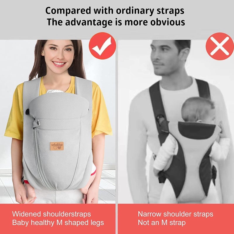 vrbabies New Upgrade Ice Silk Ergonomic Baby Wrap Carrier Newborn Toddler,Hands Free Baby Sitting Support Sling,Breathable,Perfect for Newborn Infants/Chest Carrier Babies Shower Gift（Light Grey） - Image 4