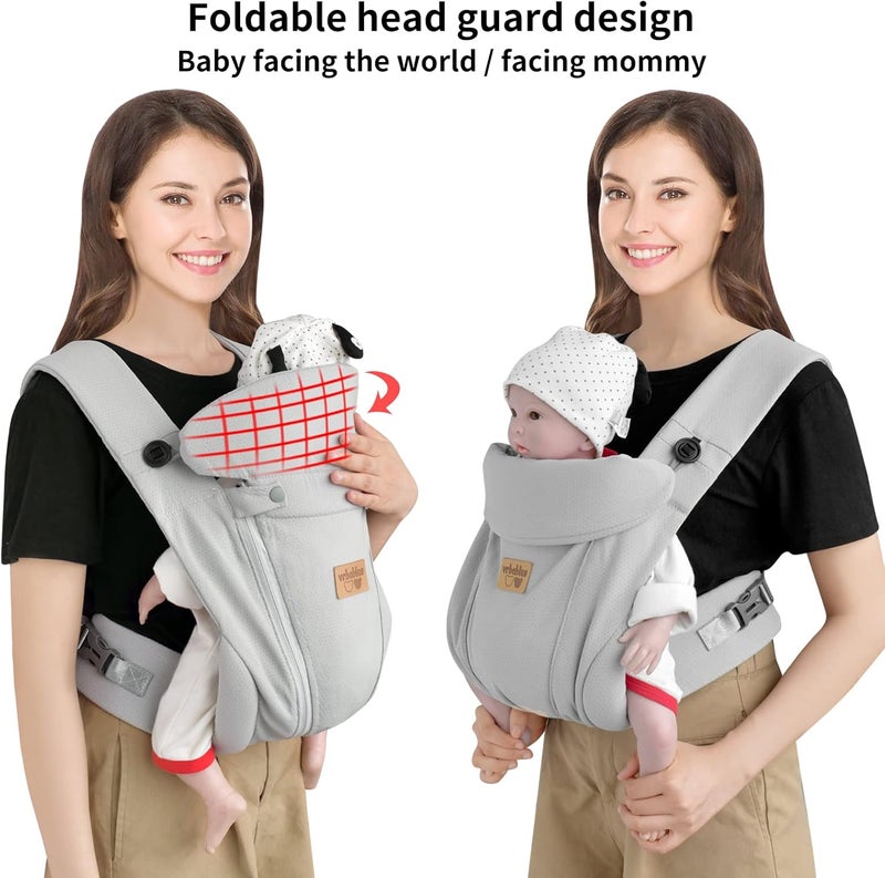 vrbabies New Upgrade Ice Silk Ergonomic Baby Wrap Carrier Newborn Toddler,Hands Free Baby Sitting Support Sling,Breathable,Perfect for Newborn Infants/Chest Carrier Babies Shower Gift（Light Grey） - Image 3