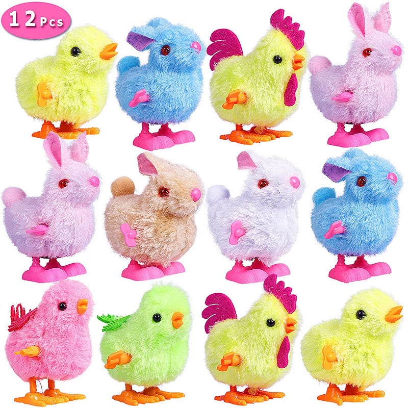 Max Fun 12Pcs Easter Wind Up Toys Easter Basket Stuffers Chicks Bunny Assortments for Easter Party Favors Easter Basket Fillers Easter Egg Hunt Easter Toys for Kids Ages 4-8 - Image 2