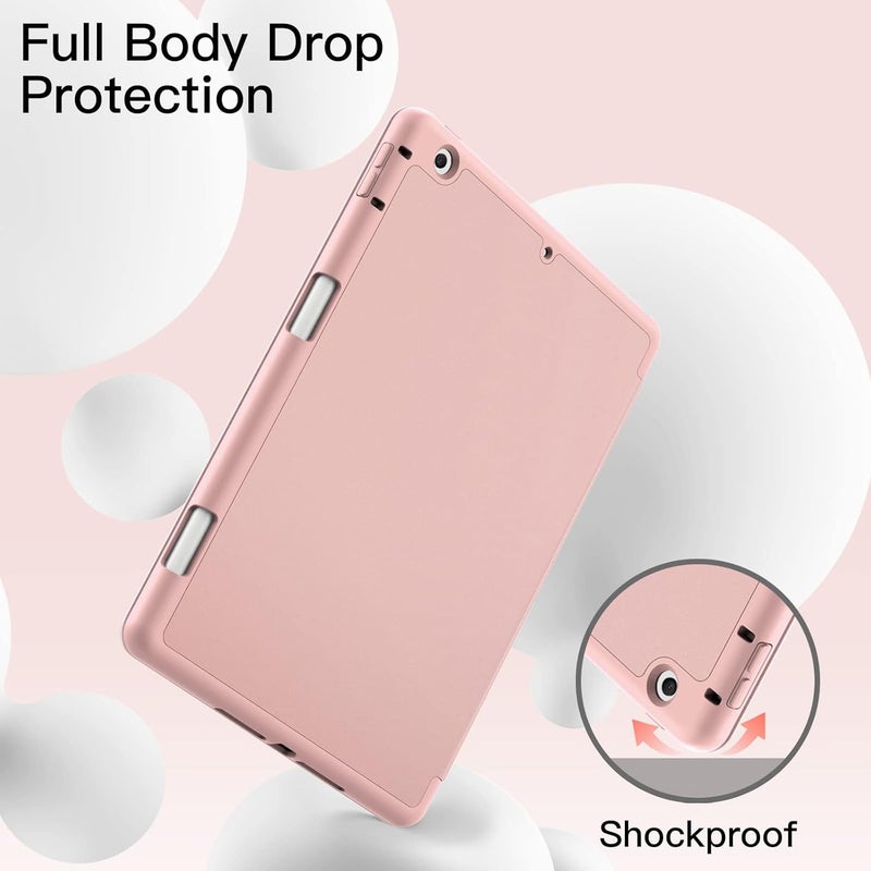 جي تيك حافظة لجهاز ايباد 10.2 بوصة 2021/2020/2019 موديل 9/8/7 مع حامل قلم، غطاء رفيع للجهاز اللوحي مع ظهر ناعم من البولي يوريثان الحراري، خاصية الاستيقاظ/السكون التلقائي باللون الذهبي الوردي - Image 4