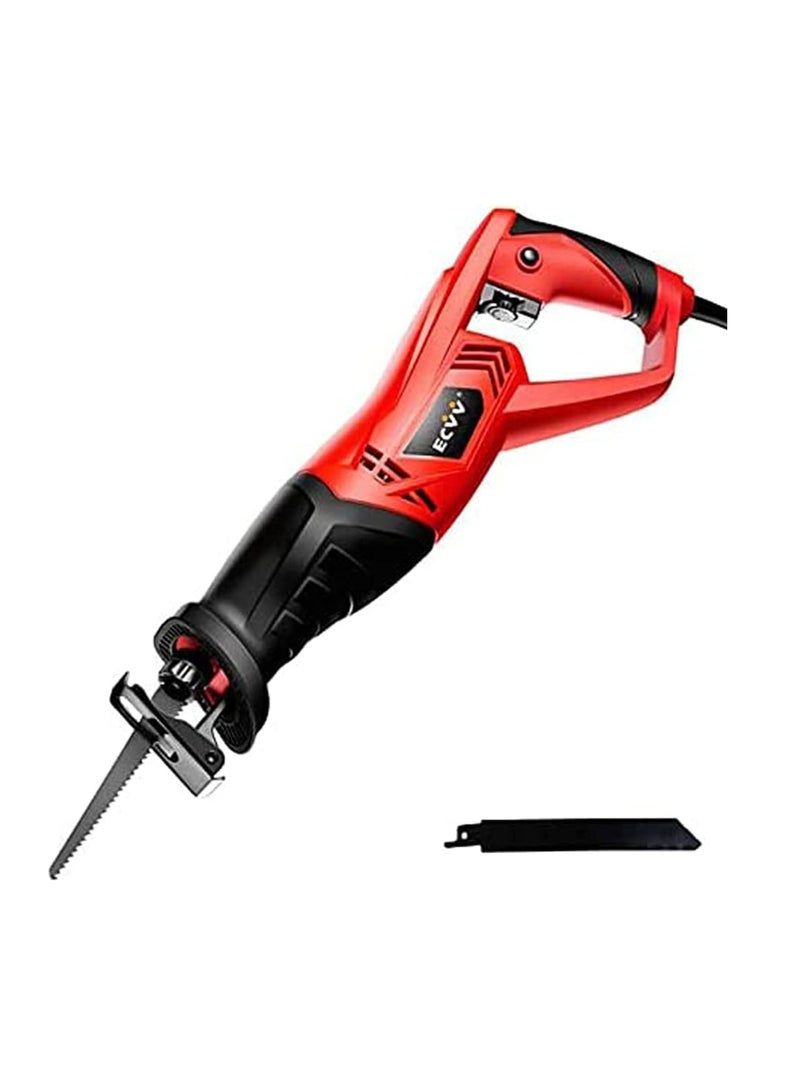ECVV 1600W Reciprocating Saw Corded Sabre Saw with 2pcs Saw Blades 4/5" Stroke Length 2700RPM Variable Speeds Tool-free Blade Change for Wood & Metal Cutting - Image 1