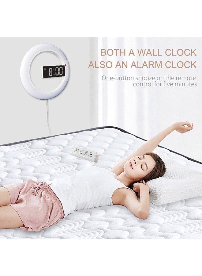 LED Mirror Hollow Wall Clock with Remote Control Round Digital Alarm Clock Wall Decoration Light 7 Colors Nightlight  - Image 4