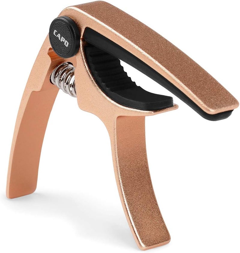 BestSounds Ukulele Capo, with 2 Felt Picks for Soprano and Concert Ukulele – Professional and Lightweight Mini Size Zinc Alloy 4 String Uke Kapo (Gold) - Image 4