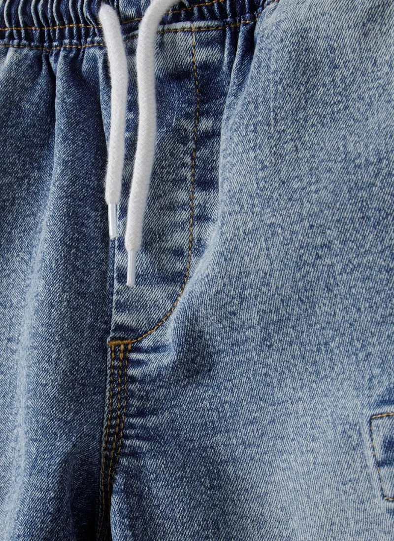 MINOTI Kids' Denim-Look Cargo Shorts with Elastic Waist