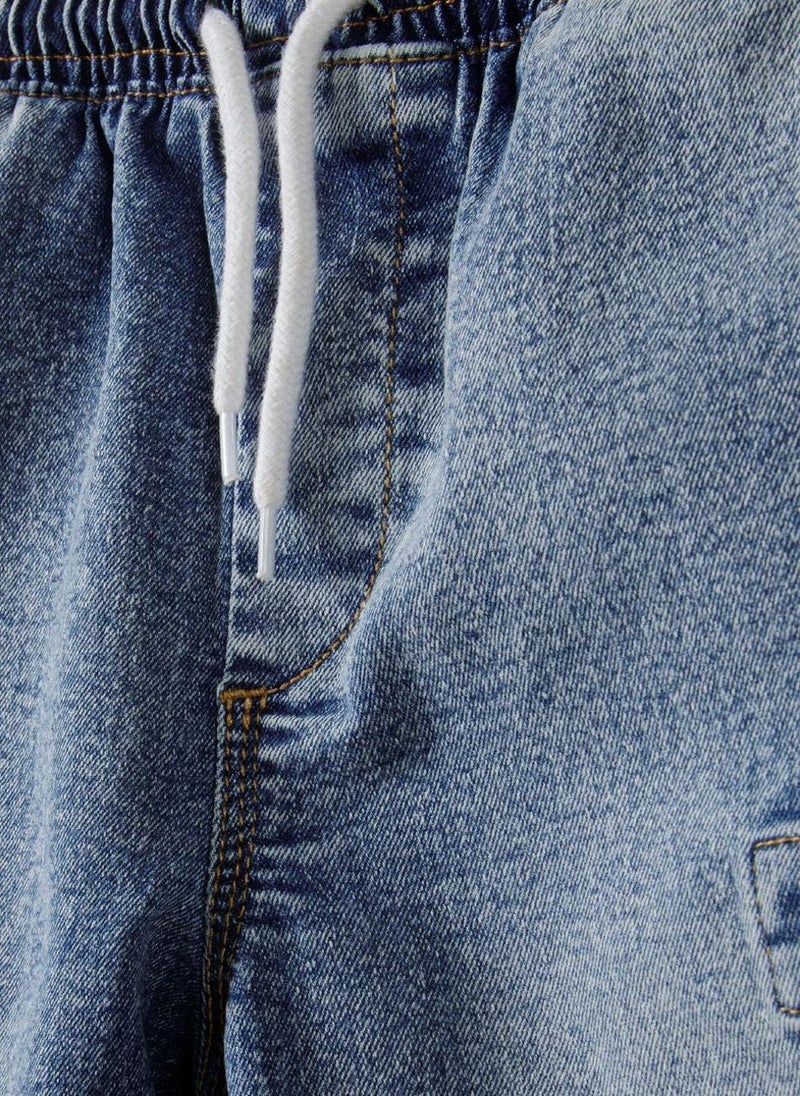 مينوتي شورت كارجو للأطفال بتصميم دنيم وخصر مطاطي - Image 4