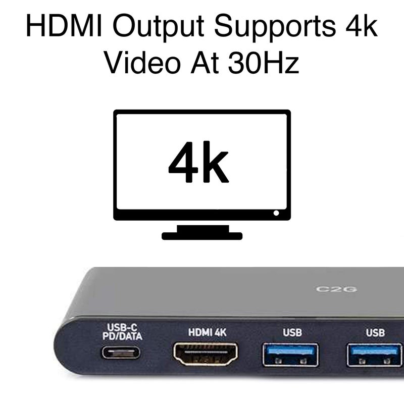 C2G USB-CÂ® 6-in-1 Mini Docking Station with HDMIÂ®, Ethernet, USB and Power Delivery up to 60W - 4K 30Hz - Image 5
