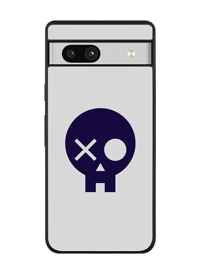 Stylizedd Rugged Black edge case for Google Pixel 7a 5G Slim fit Soft Case Flexible Rubber Edges Anti Drop TPU Gel Thin Cover -  Skull Patch  - Image 1