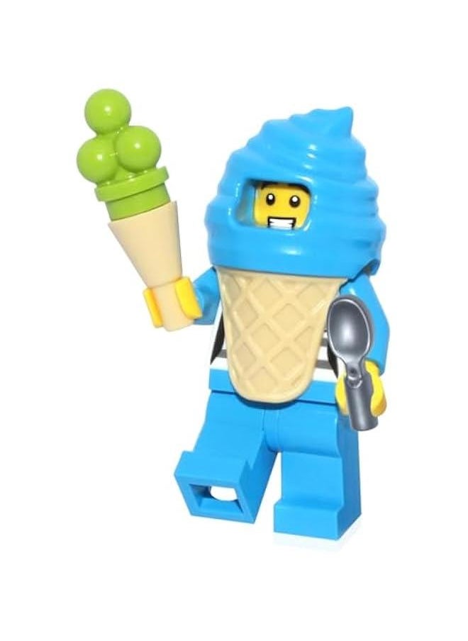 Arabest City Town Minifigure - Boy in Blue Ice Cream Suit (with Ice Cream Cone and Spoon) Very Cute  - Image 1