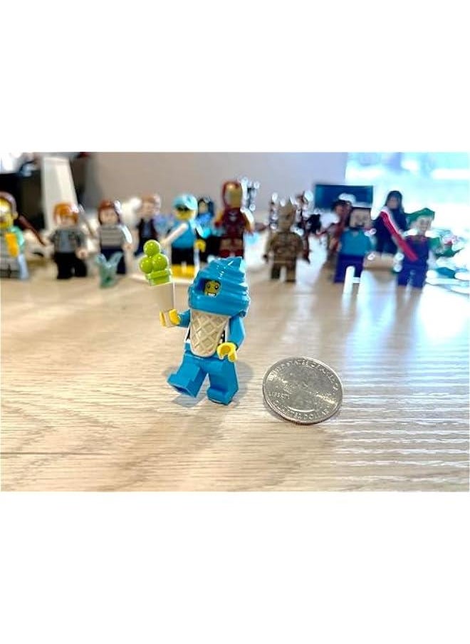 Arabest City Town Minifigure - Boy in Blue Ice Cream Suit (with Ice Cream Cone and Spoon) Very Cute  - Image 3