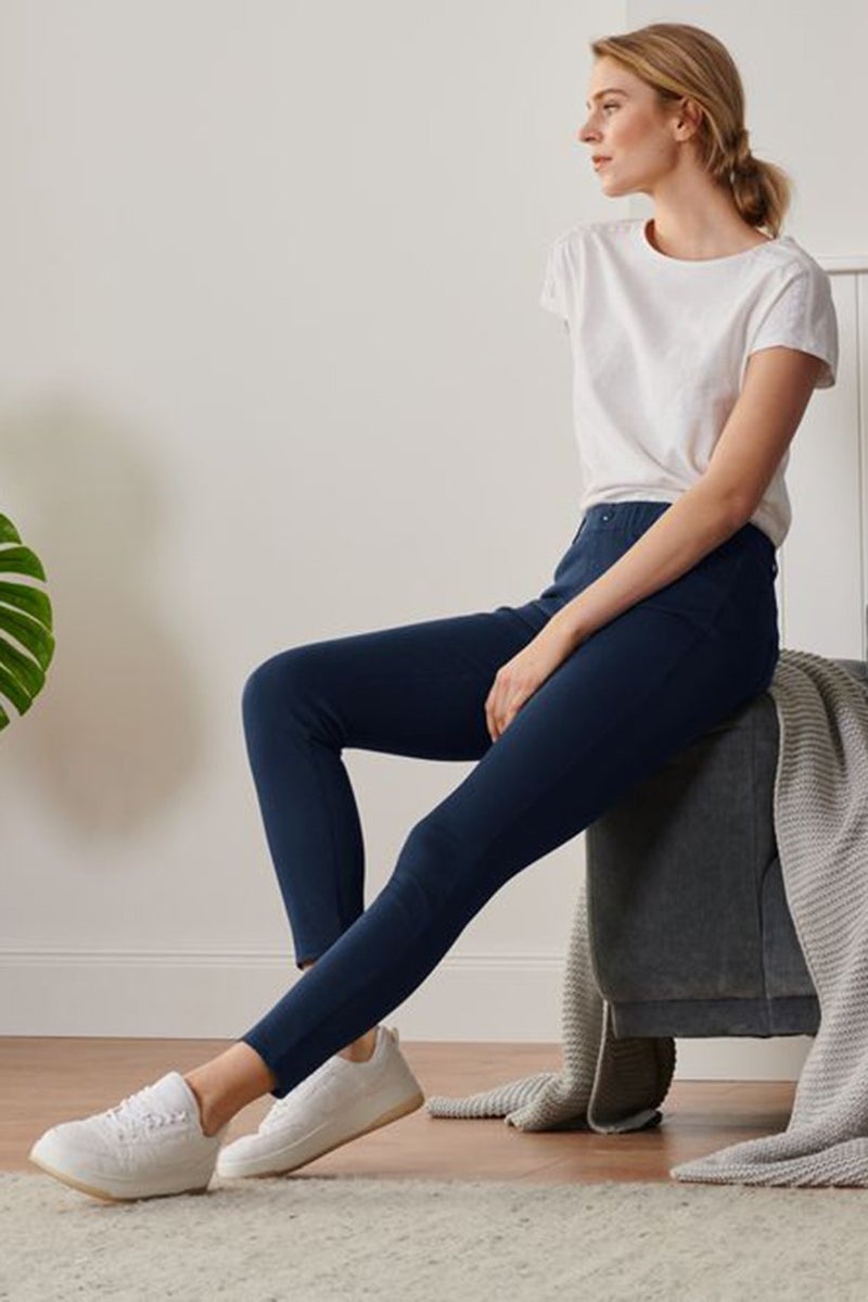 Tchibo Women Slim Fit Solid Stretchable Jeggings, Navy  - Image 1
